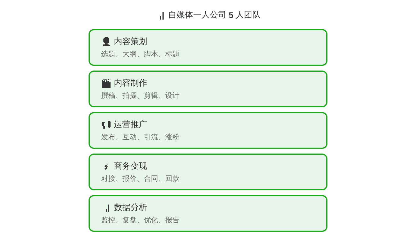 自媒体一人公司 5 人团队